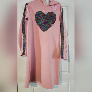 Flip Sequins Heart Hooded Dress(Size:8)